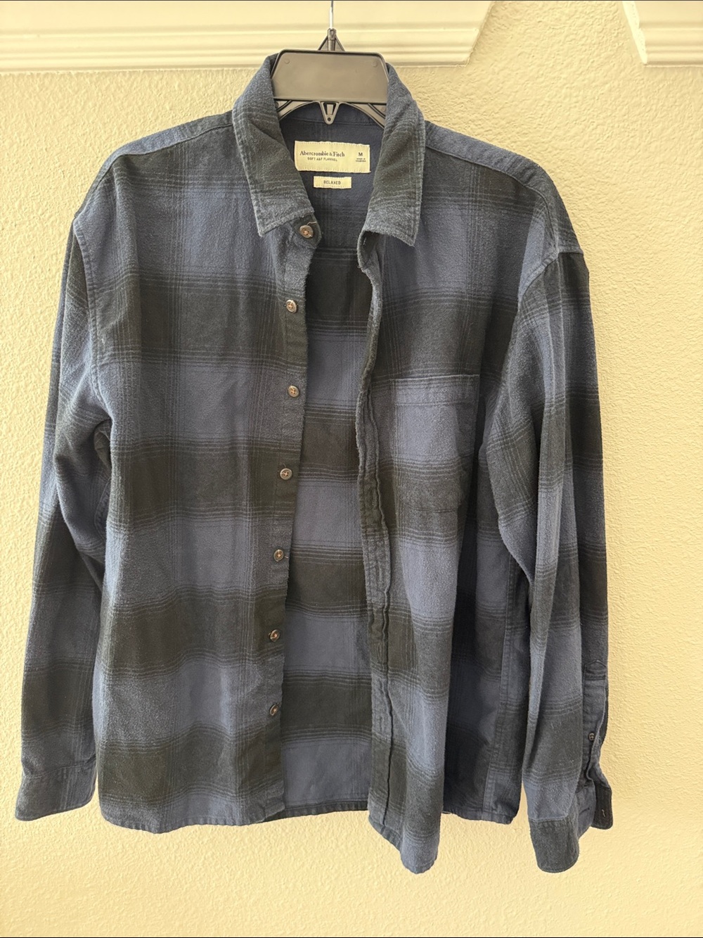 Abercrombie & Fitch Men’s Navy and Charcoal Plaid Shirt Jacket